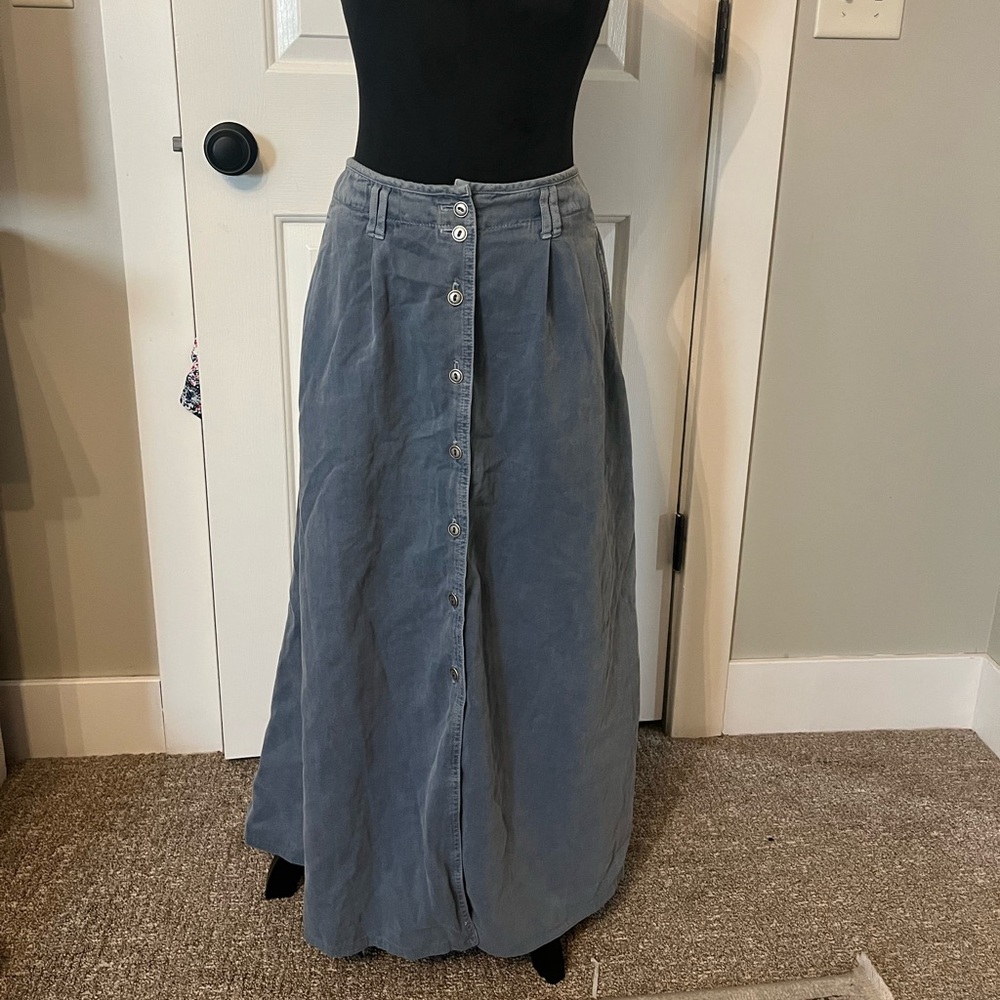 Orvis vintage denim maxi skirt